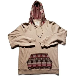 On The Byas Southwestern Aztec Tribal Inspired Hoodie Desert Sand Maroon Lg - Picture 1 of 9