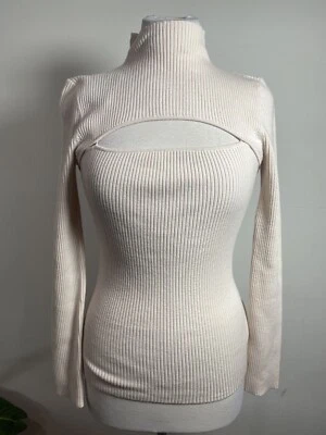 SUÉTER JOE'S JEANS RIYA RECORTE REVERSIBLE Lana Off White NUEVO CON ETIQUETAS Talla Pequeña Foto 1 de 4