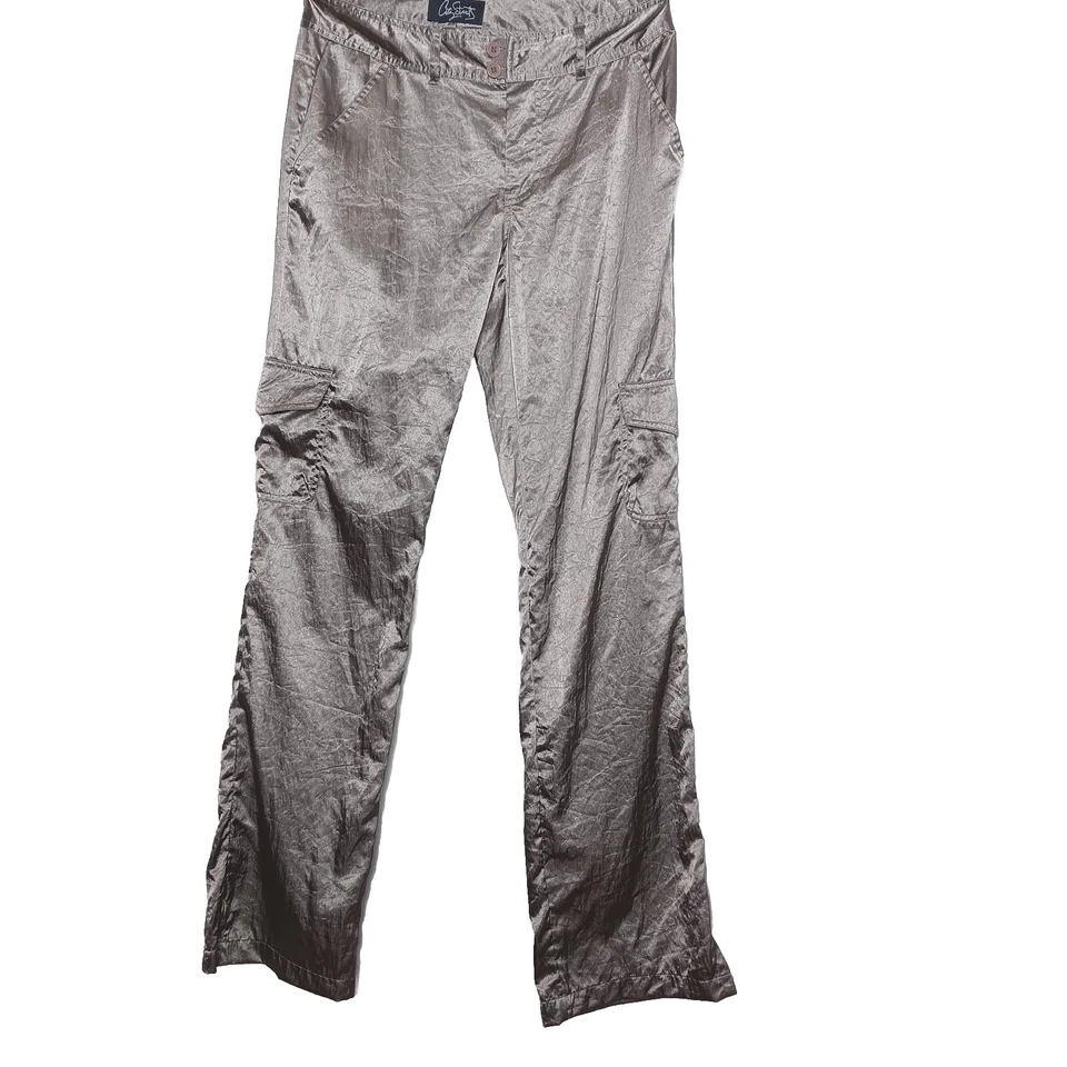 Pantalones Y2K City Streets Talla 7 Carga Plata Brillante Nylon Hong Kong De Colección Foto 1 de 4