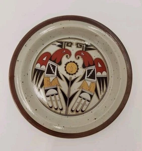 Native American Style Bird Stoneware Salad Plate 8.25" Vintage (Takahashi ?) - Picture 1 of 12