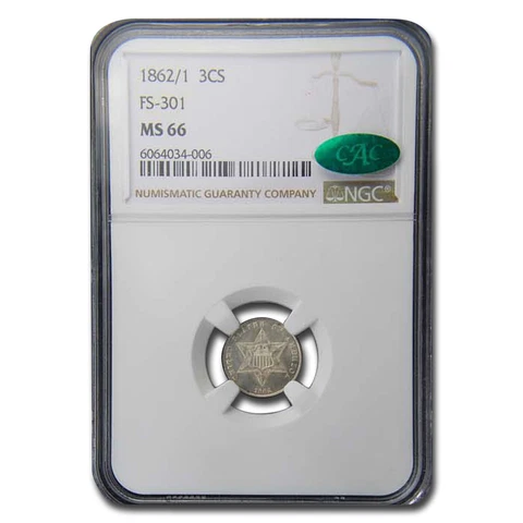 1862/1 Three Cent Silver MS-66 NGC CAC (FS-301) - SKU#277775 Cover
