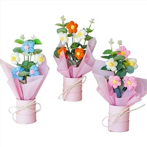 Crochet Daisy Flower Bouquet – Knit Floral Home Decor - Picture 1 of 12