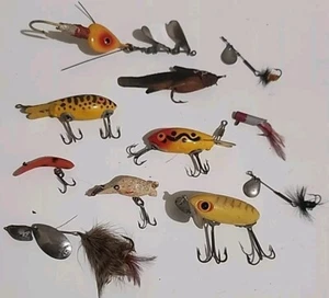 Used Vintage Fishing Lures Lot of 11 Arbogast Jitterbug Top Water Spinner Jigs - Picture 1 of 7