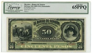 ND Banco de Sonora Hermosillo Mexico 50 Pesos Legacy UNC 65PPQ S-422r (64396) - Picture 1 of 2