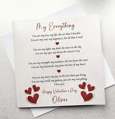 UTOPIA CARDS Personalised VALENTINES Day Card Husband Boyfriend FIANCÉ LOVE MY EVERYTHING