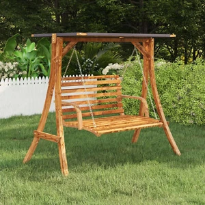 Swing Frame with Anthracite Roof Bent Wood with Teak Finish E0I8 - Picture 1 of 6