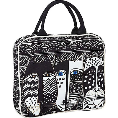 Bolso de viaje cosmético Laurel Burch Wild Cat blanco y negro Foto 1 de 2