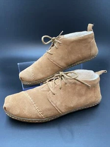 Toms Womens Suede Tan Brown Bootie Boots 9.5 Fur Lined - Picture 1 of 9