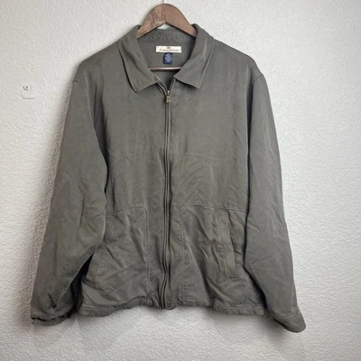 Abrigo deportivo Tommy Bahama de seda con cremallera completa para hombre talla grande gris forrado verde Foto 1 de 4
