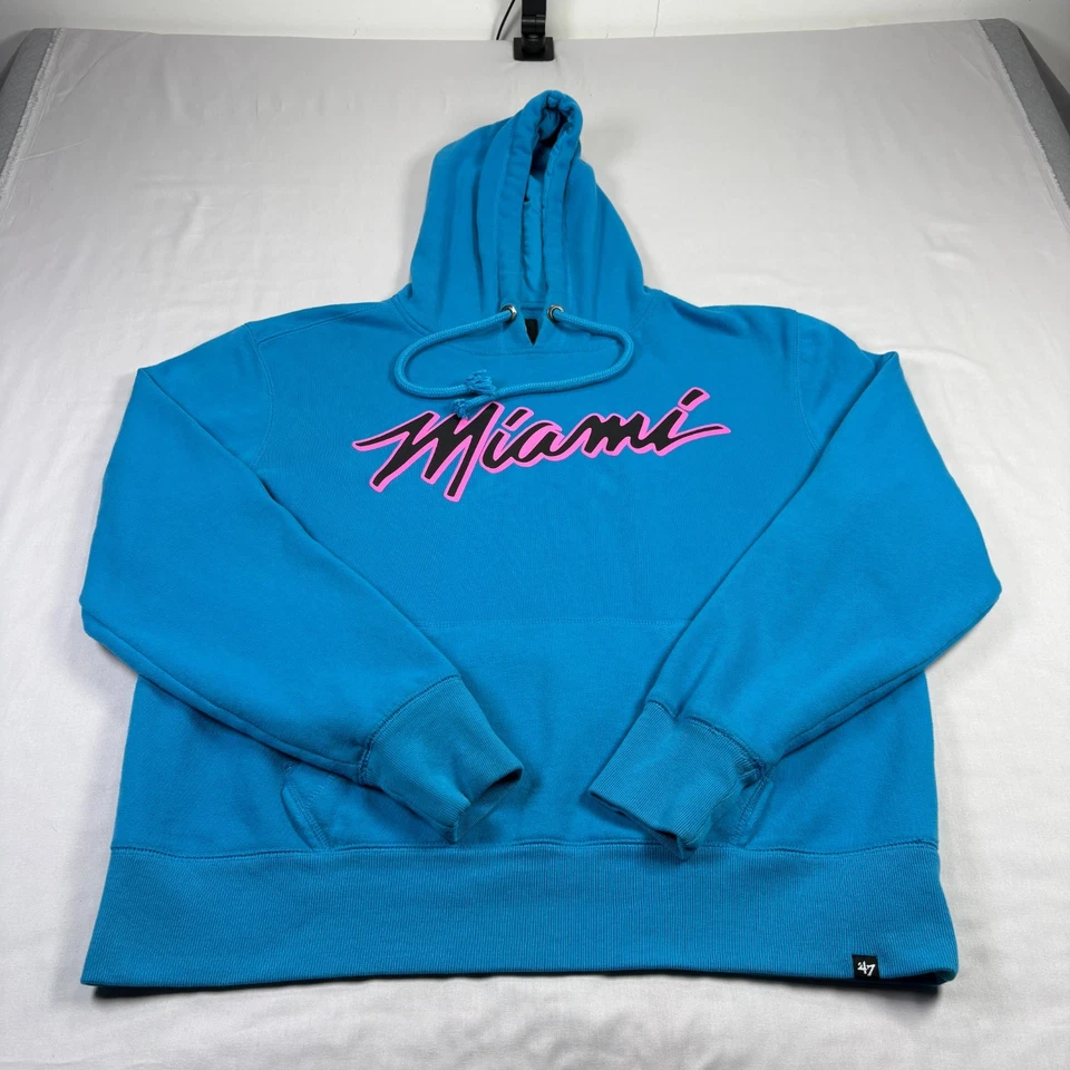 Sudadera con Capucha Miami Heat Para Hombre Grande Azul Gráfico Vice 47 Marca Pullover NBA Foto 1 de 4