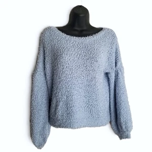 Heart Soul Boucle Knit Sweater Small Light Blue Polyester Soft Girl Cozy Dreamy - Picture 1 of 8