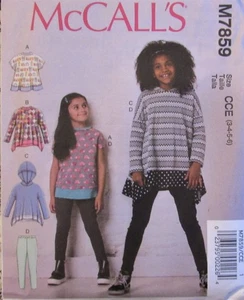 McCalls 7859 Little Girl's 3-6 Swing Top Hoodie Leggings KNIT FLEECE Pattern UC - Picture 1 of 2