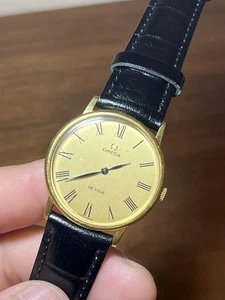 Reloj Omega De Ville dorado cuerda manual correa de cuero para hombre de Japón - Imagen 1 de 6