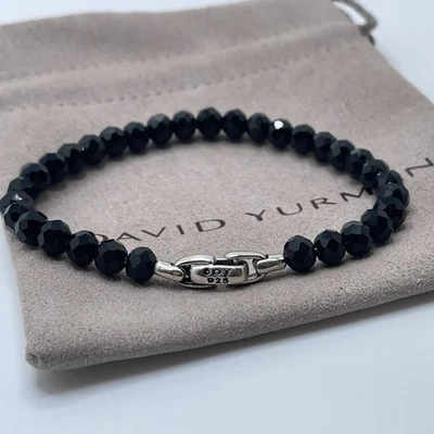 Pulsera David Yurman Plata de Ley 925 Espinela Negra Cuentas Espirituales Foto 1 de 4