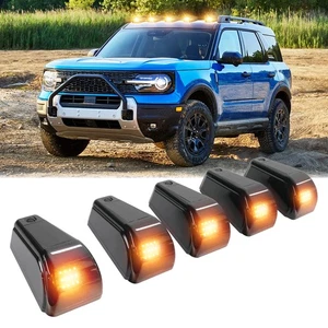 For Ford Bronco Sport Powered Wireless Solar Roof LED Cab Marker Light Amber 5pc - Foto 1 di 12