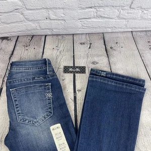 Miss Me Jeans Womens 25 (27x34) Mid Rise Boot Cut Dark Wash Stretch NWT - Picture 1 of 9
