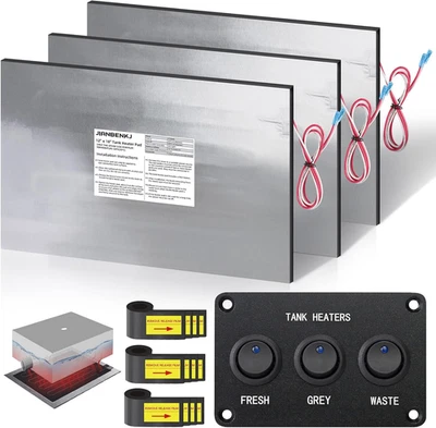 RV Tank Heater Pad 12V/13.5V,12"X18" 3PCS RV Holding Tank Heater Pad with Automa - Image 1 of 4