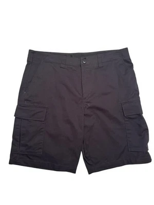 Lands End 男式工装短裤 38 码蓝色纯色传统合身口袋拉链前 — 第 1/4 张图片