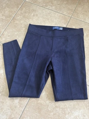 Women's Old Navy Suede Like Navy Blue Leggings Size Large Pull On Stretch Pants - Image 1 of 4