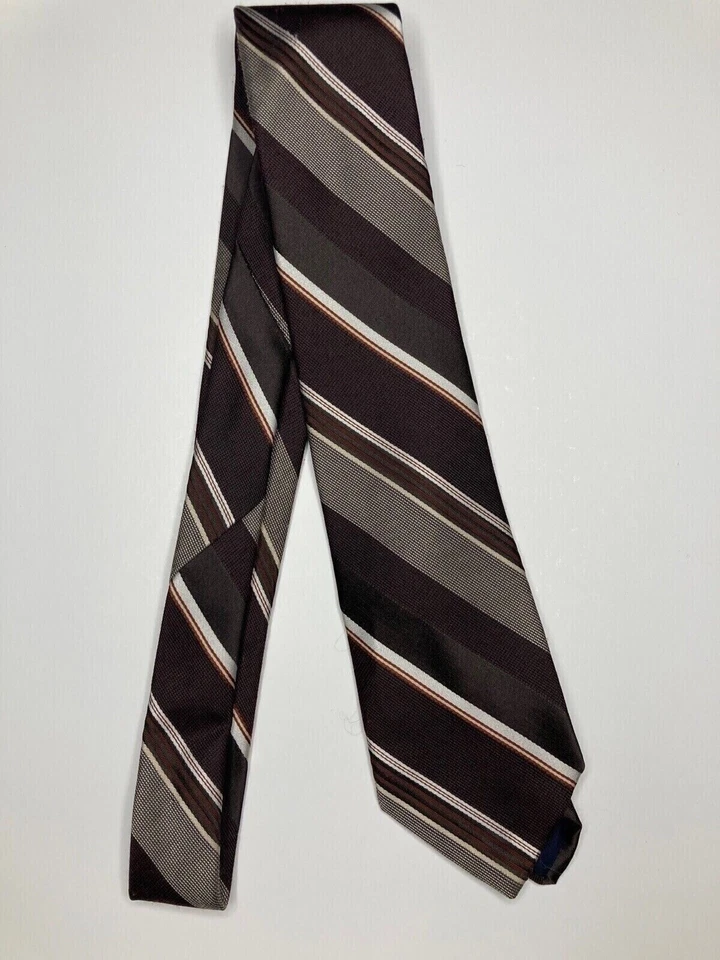 Sears моды коллекции мужской официальный галстук 56,5 «Lx3» W коричневый / белый галстук - Изображение 1 из 2