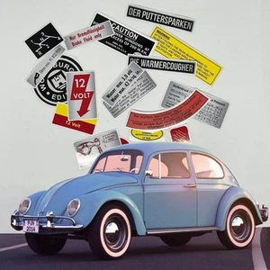 Volkswagen Beetle Bug Restoration Warning Caution Engine Stickers Labels - Picture 1 of 2