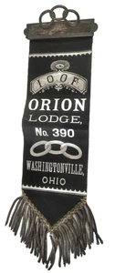 ANTIQUE Vtg IOOF ODD FELLOWS ORION LODGE No. 390 WASHINGTONVILLE PA RIBBON PIN - Picture 1 of 10