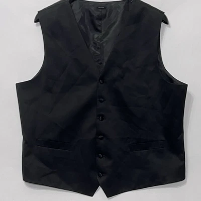JF J Ferrar Vest Men Size 2XL Slim Fit Performance V-Neck Black Button See Meas - Image 1 of 4