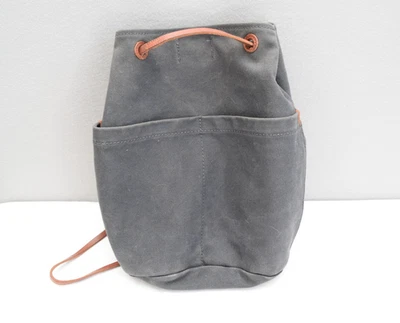 Mochila de lona gris Madewell correas de cuero marrón Foto 1 de 4