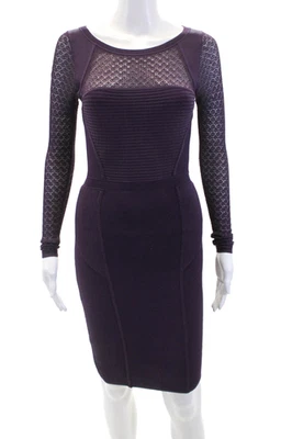 Diane Von Furstenberg Womens Lace Sleeve Long Bodycon Dress Black Size P - Image 1 of 4