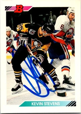 Kevin Stevens 1992-93 Bowman #366 Auto Hand Signed - Image 1 of 2