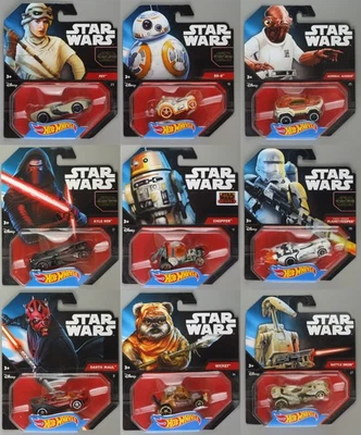 Hot Wheels Star Wars Character Cars x9 Wicket Flametrooper Ackbar Maul etc CGW35 - Image 1 of 4