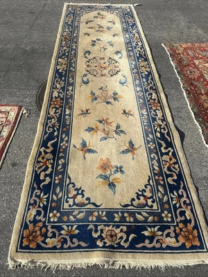 Corredor mariposa chino Art Deco años 30 - mano Wv marfil 3,5X11' Foto 1 de 4