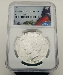 1923 Peace Silver Dollar NGC Brilliant Uncirculated #20333 - Picture 1 of 4