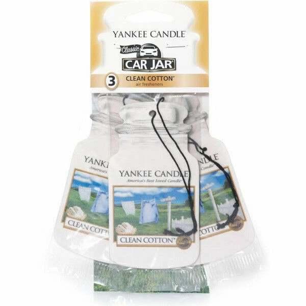Yankee Candle 1114305E Car Jar Clean Cotton Air Freshener - 3 Pack