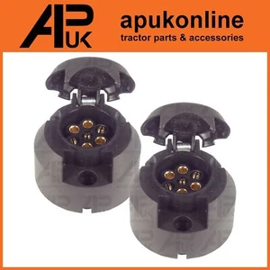 2x Trailer 7 Pin Socket Female for JCB John Deere Case IH David Brown Tractor - Picture 1 of 8