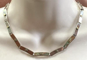 Gargantilla collar de plata esterlina vintage Taxco México cabeza de tornillo y barra 16” 60 g - Imagen 1 de 9