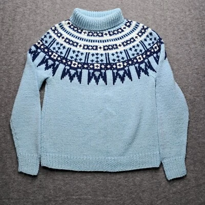 Suéter Vintage Cuello Alto Azul Alpino Especialmente Hecho a Mano por Madre Años 70 80 Foto 1 de 4