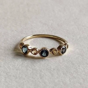 10k massiver Gelbgold natürlicher London Blautopas und Citrin Vorsteckring - Bild 1 von 4