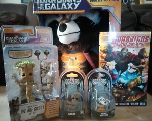 Marvel Guardians Of The Galaxy Set Disney Neca Scalers Plush Comic Rocket Groot - Picture 1 of 7