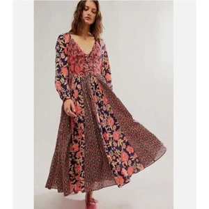 Free People Womens A New Way Maxi Dress Multicolor L NWT - Picture 1 of 11
