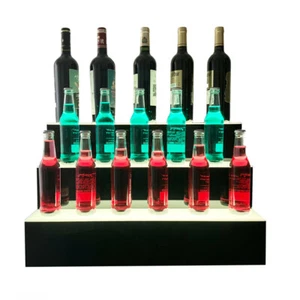 LED Lighted Wine Rack 3-Tiers Liquor Bottle Display Shelf Wine Bottle Stand 110V - Bild 1 von 12