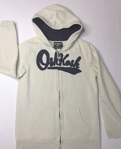 OshKosh B'gosh Boy’s Hoodie 14 Full Zip Logo Navy and Tan Off White Great Shape - Picture 1 of 11