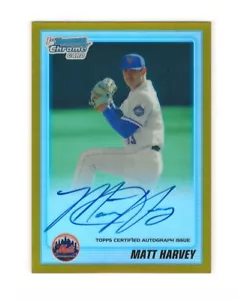 2010 Bowman Chrome Draft 1st Matt Harvey Gold Refractor Auto Rookie RC /50 - Picture 1 of 2