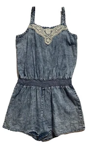 Epic Threads Gurls Navy Blue Wash Adjustable Strap Shorts Romper Sz S Macy’s EUC - Picture 1 of 4