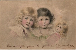 Antigua postal vintage niñas y muñecas de juguete (908) - Imagen 1 de 2