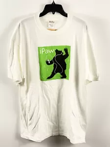 HATLEY Men's T-Shirt XL Tee Bear IPaw T Short Sleeve Top Shirt White NWT M7 - Picture 1 of 4