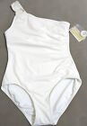 Michael Kors White One Shoulder One Piece Swimsuit Size 10 NWT