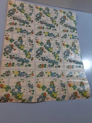 VTG Wallpaper Mid Century Multicolor Floral 1950s 1960s 21 By 28 Partial READ  - Image 1 of 4