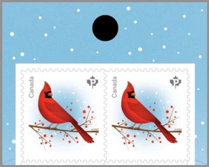 CARDINAL = CHRISTMAS BIRDS = UPPER Pair. MNH Canada 2022 - Picture 1 of 2