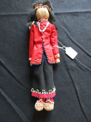 MUÑECA NATIVA AMERICANA DE CUERO CON CUENTAS, MUÑECA NIÑA CARA MAÍZ SUROESTE SD-1222*06999 Foto 1 de 4